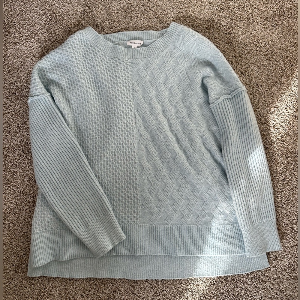 Westbound Baby Blue Patterned Sweater M